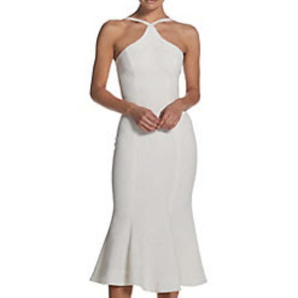 Dress The Population  Tessa Halter Midi Dress Color: OFF WHITE Size: SMALL